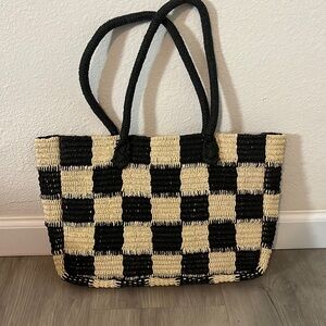 NWT J.Crew Checkered Woven Tote